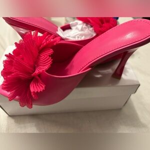 SHEIN Vibrant Pink Heels with Floral Detail